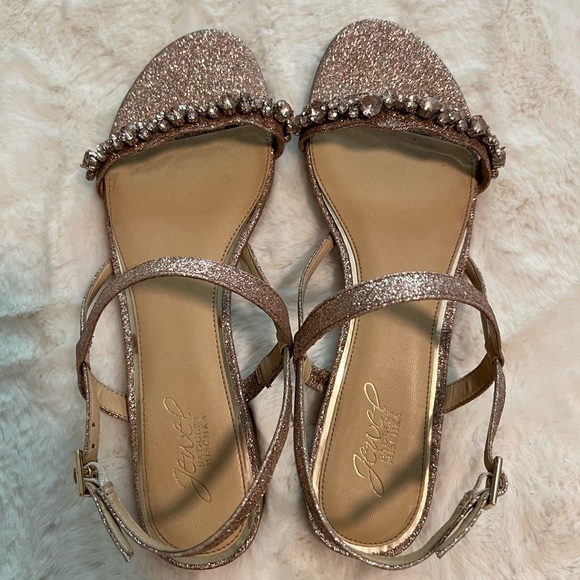Jewel Badgley Mischka Ormond Flat Dress Sandal size 9.5M, Rose Gold - Picture 3 of 8